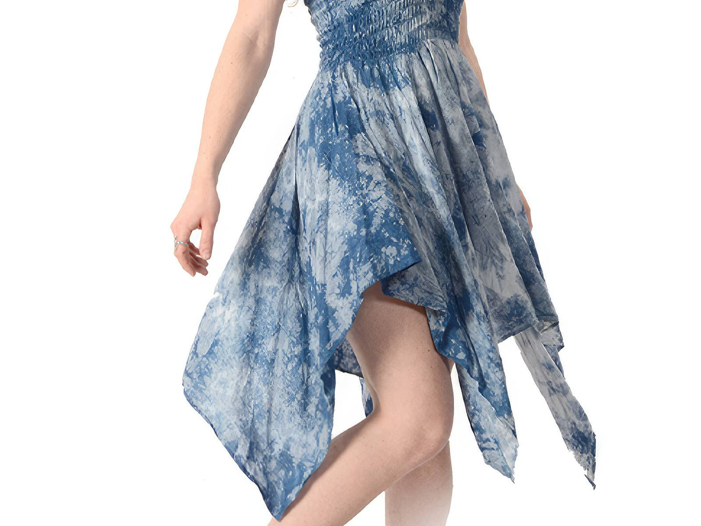 Natural Indigo Tie Dye Rayon Fairy Cut Skirt/Dress