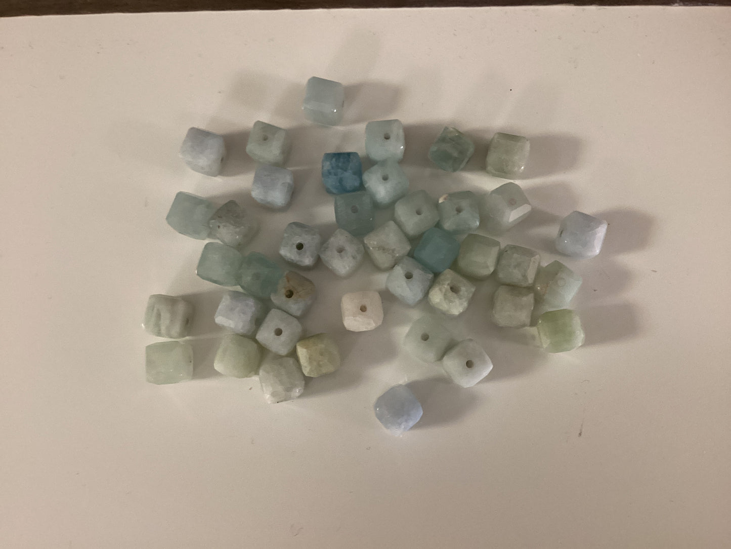 Aquamarine Cube Cut Beads for Jewelry Making