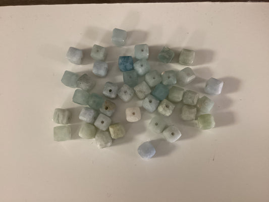 Aquamarine Cube Cut Beads for Jewelry Making