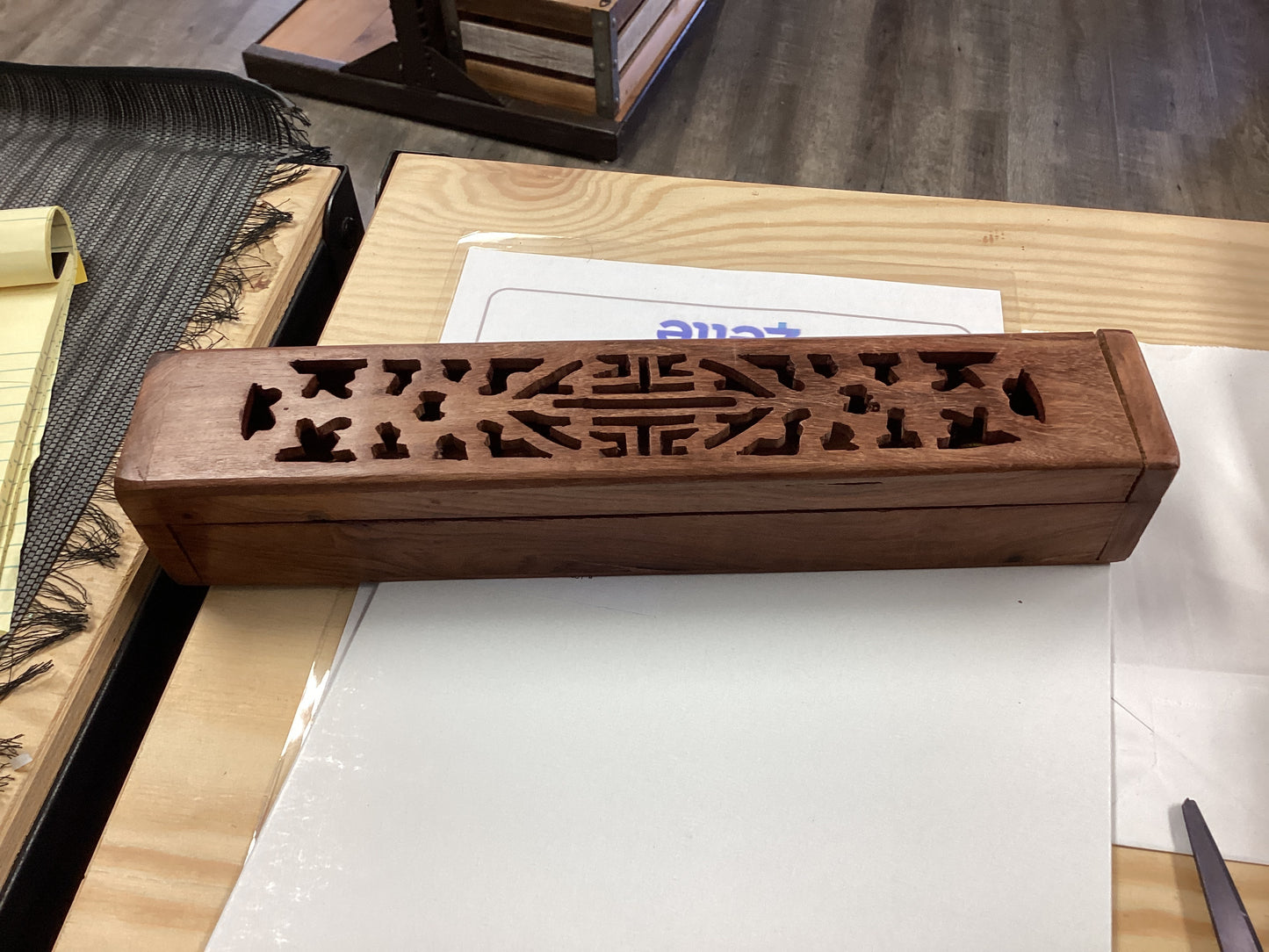 Hand carved wood incense burner