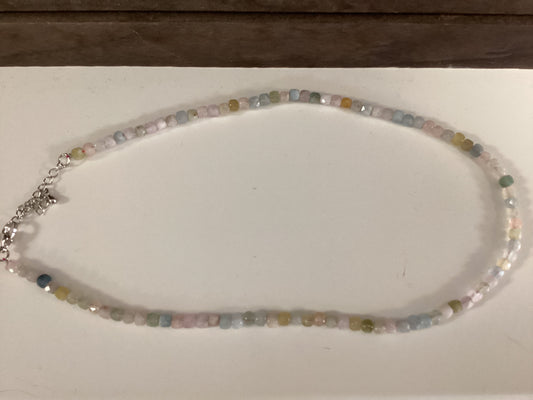 Morganite Faceted Cube Necklace