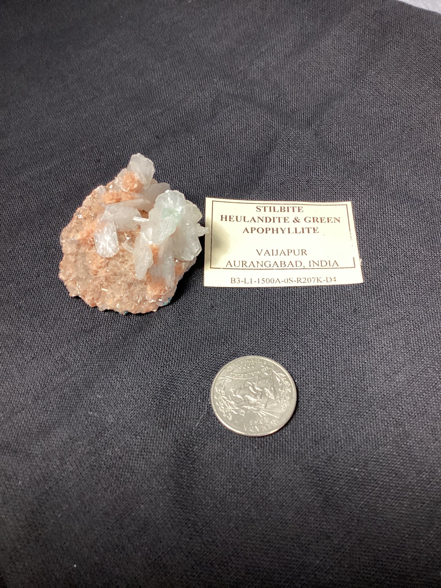 Stilbite Heulandite & Green Apophyllite Natural Crystal