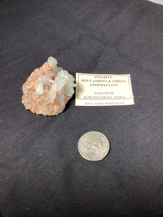 Stilbite Heulandite & Green Apophyllite Natural Crystal