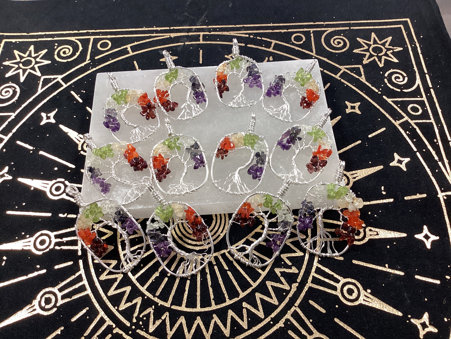 Oval Wire Wrapped Tree of Life Pendant - Chakra