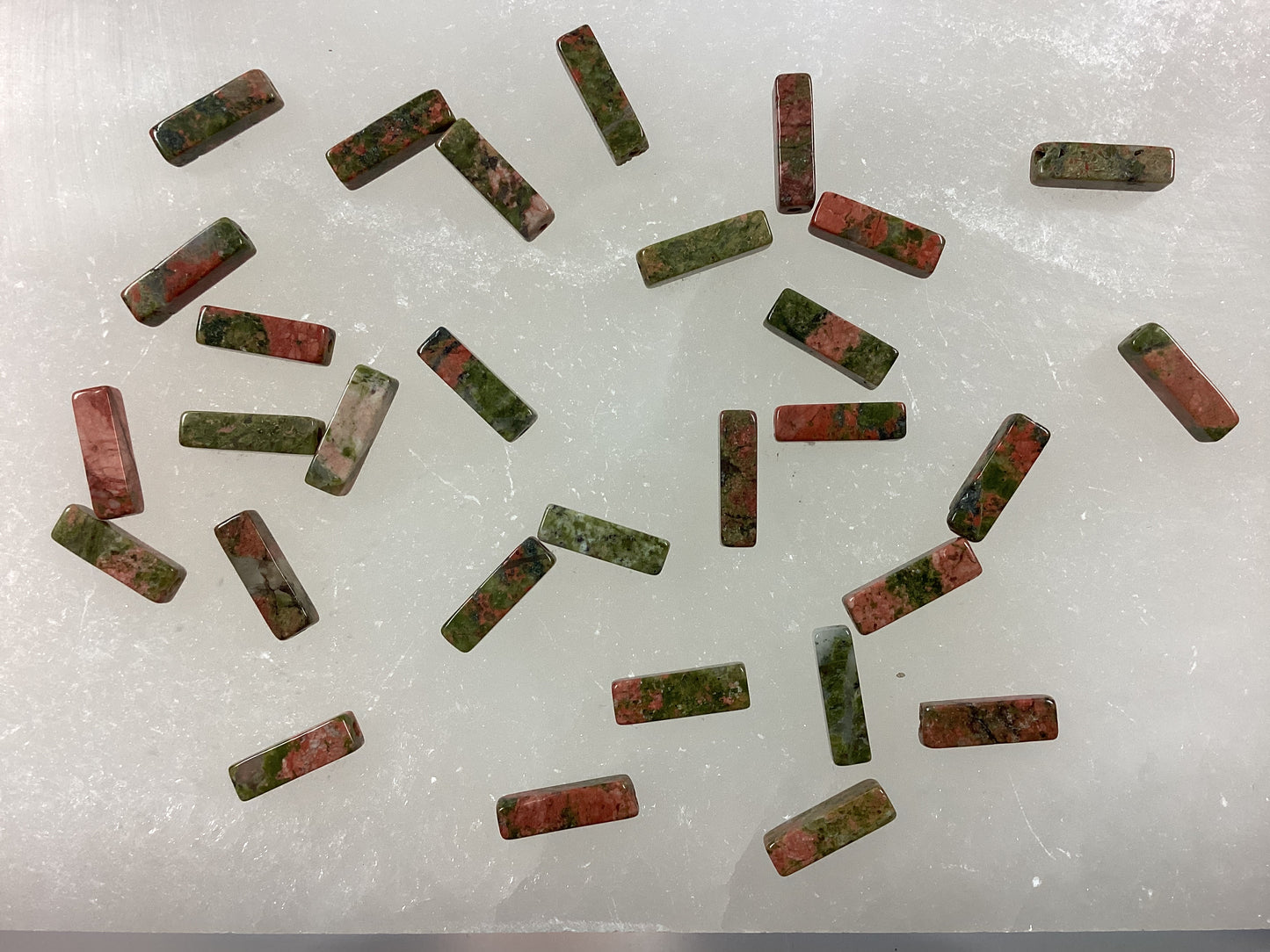 Unakite Rectangular Tube Cut (4 x 13mm) for Jewelry Making