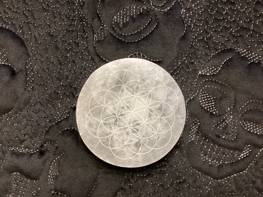 Selenite charging plate-flower of life