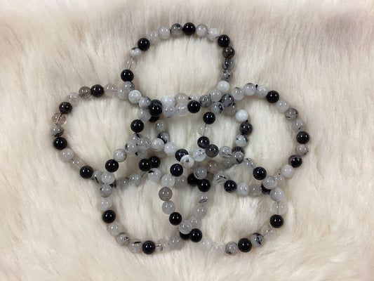 Elastic Bracelets - Tourmalinated Quartz