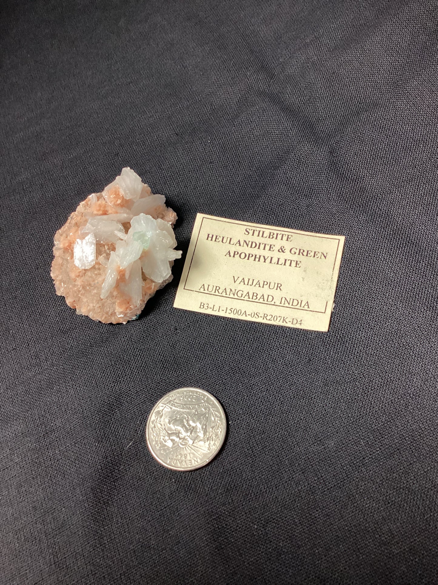Stilbite Heulandite & Green Apophyllite Natural Crystal