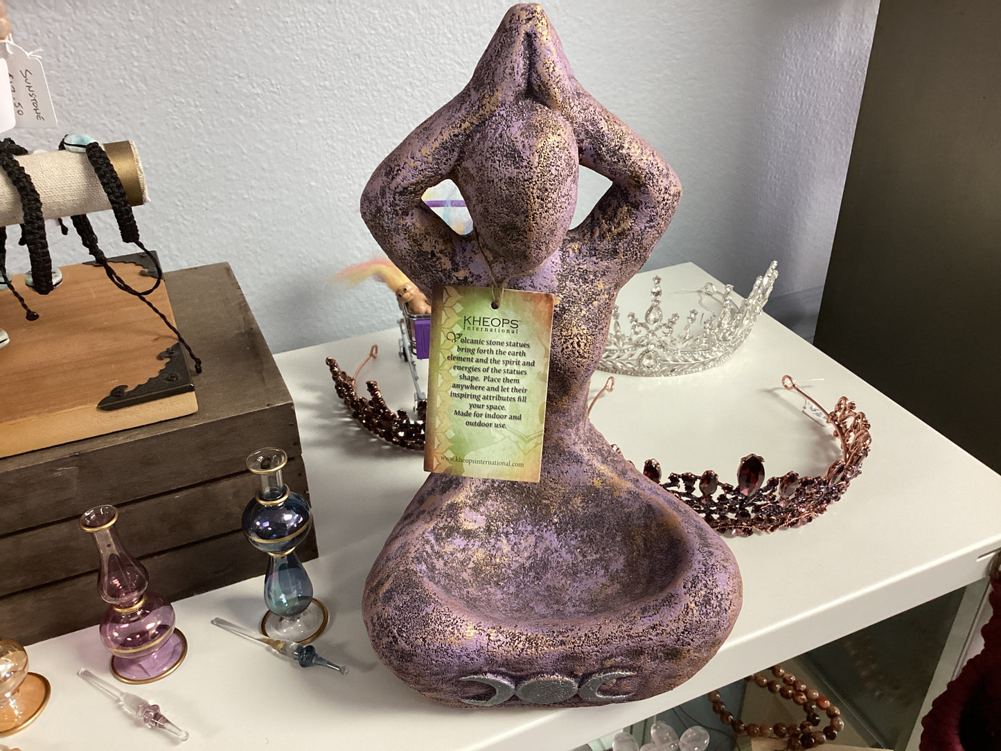 Volcanic Stone Statue - Triple Moon Yoga Goddess