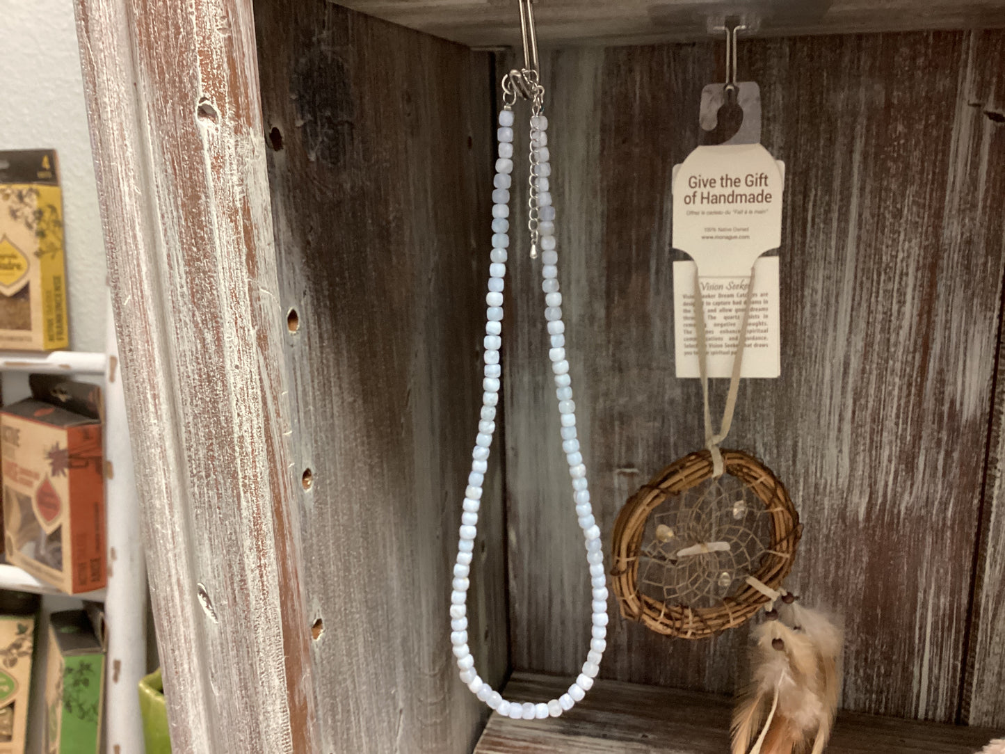 Blue Lace Agate Faceted Cube Necklace