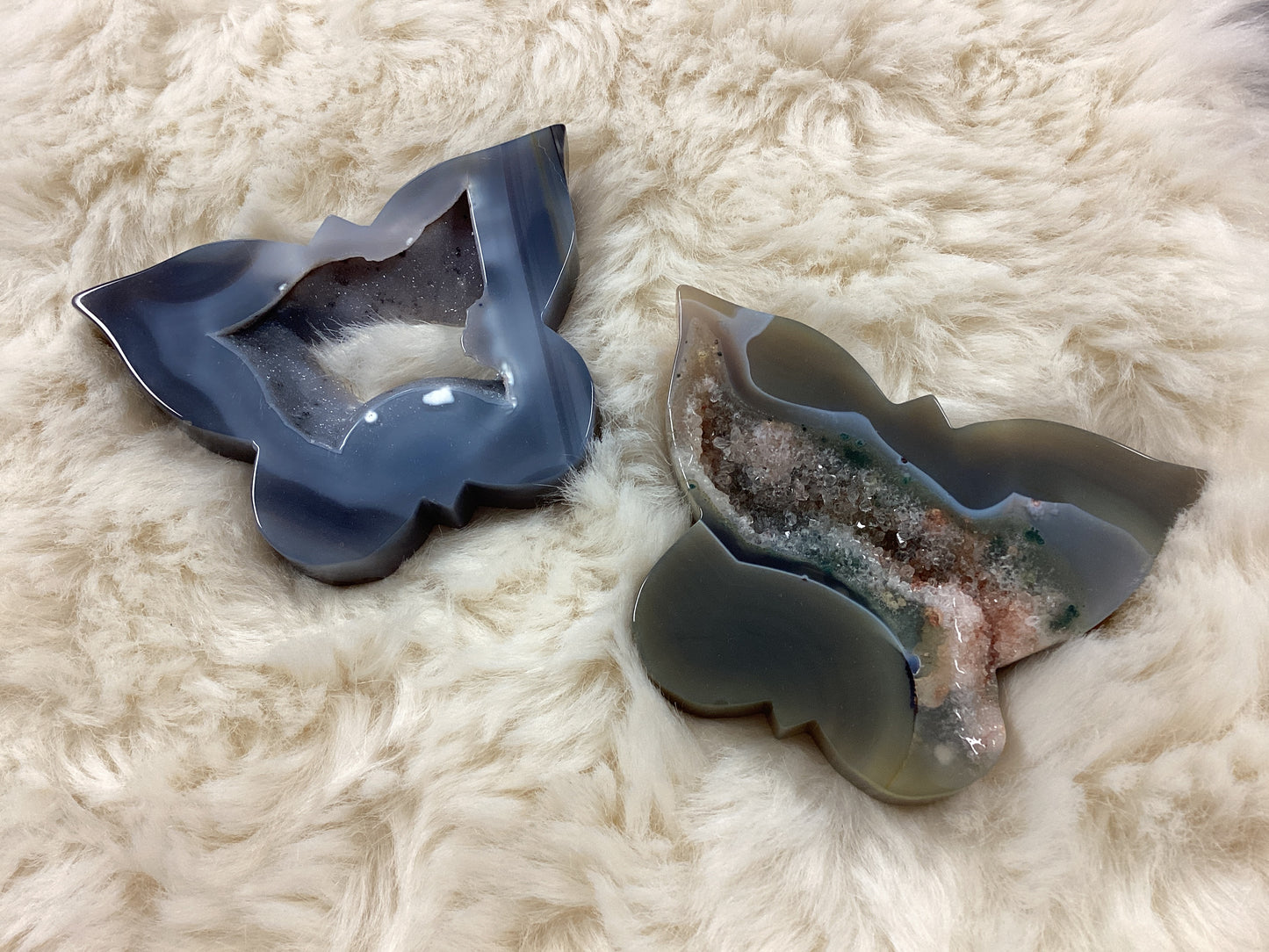 Natural Druzy Agate Butterfly Crystals