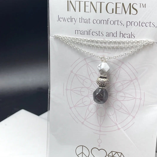 Intent Gems - Magnetic Hematite & Howlite Necklace