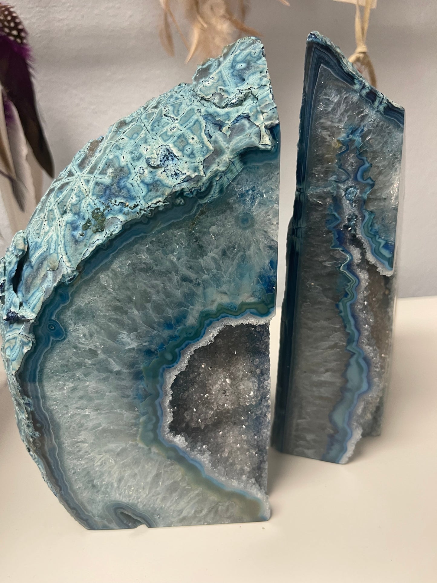 Agate Bookends - Teal Blue - Set of 2