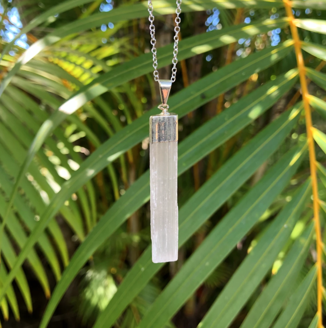 Selenite Rough Gemstone Necklace ~ "Aura Clearing"