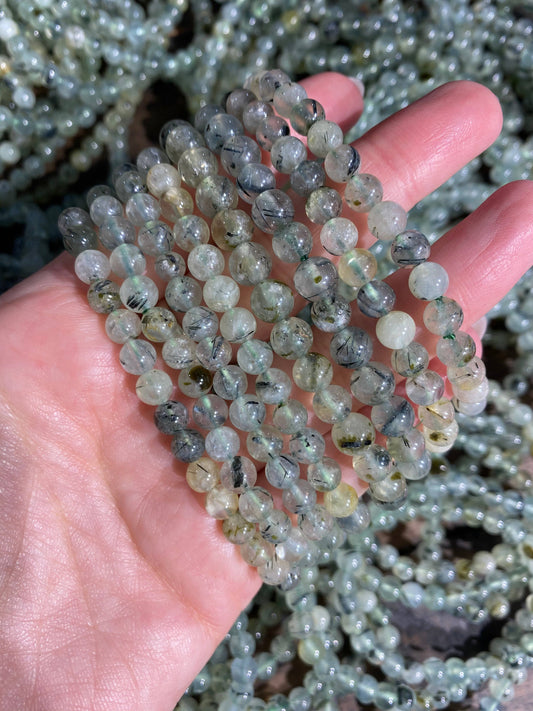 Elastic Bracelets - Prehnite with Epidote