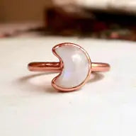 Moonstone Crescent Moon Copper Ring