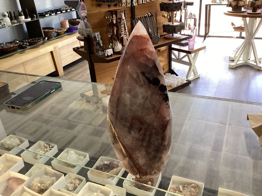 Fire Hematoid Quartz with Black Tourmaline flame