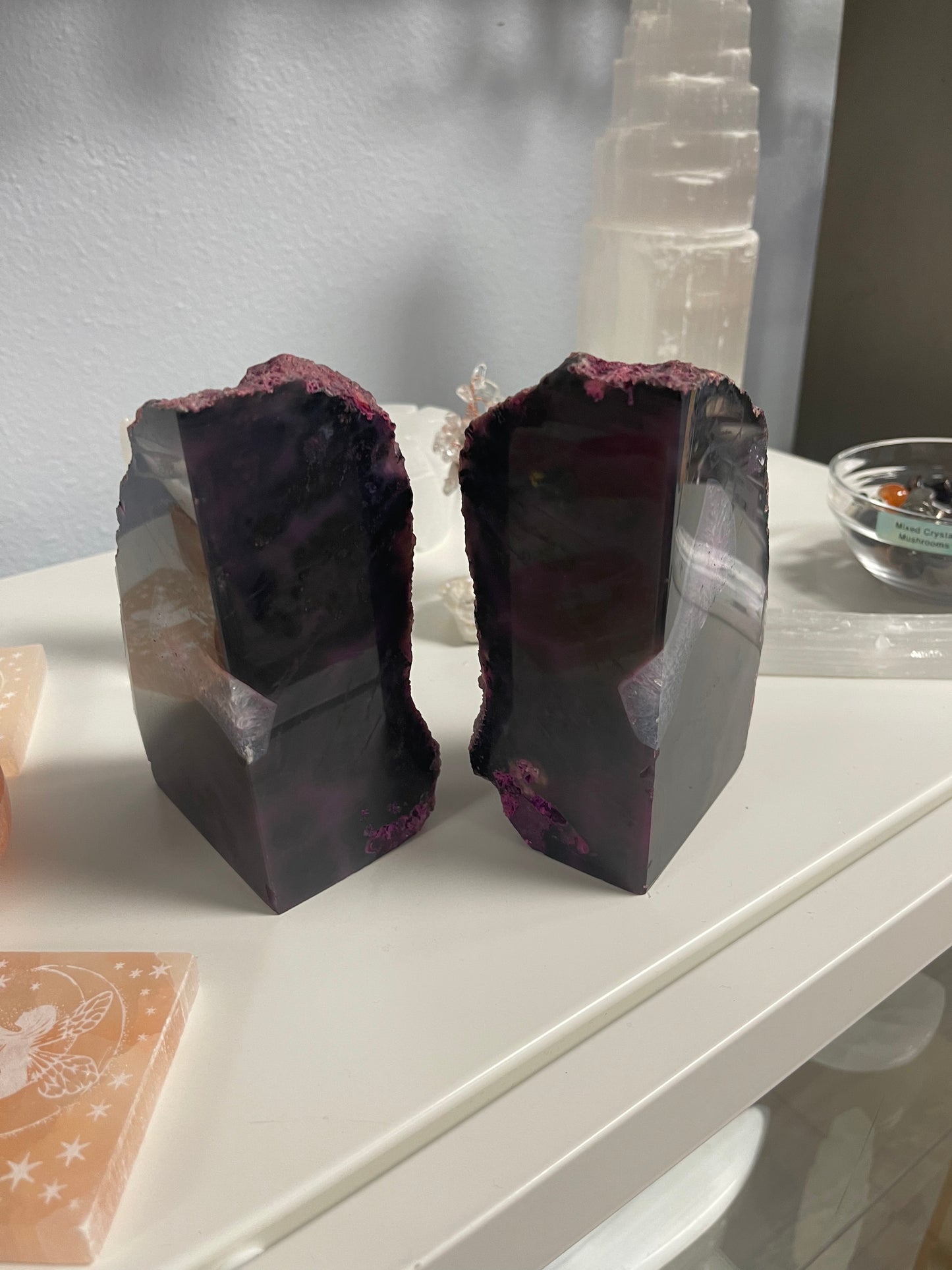 Agate Bookends - Deep Pink - Set of 2