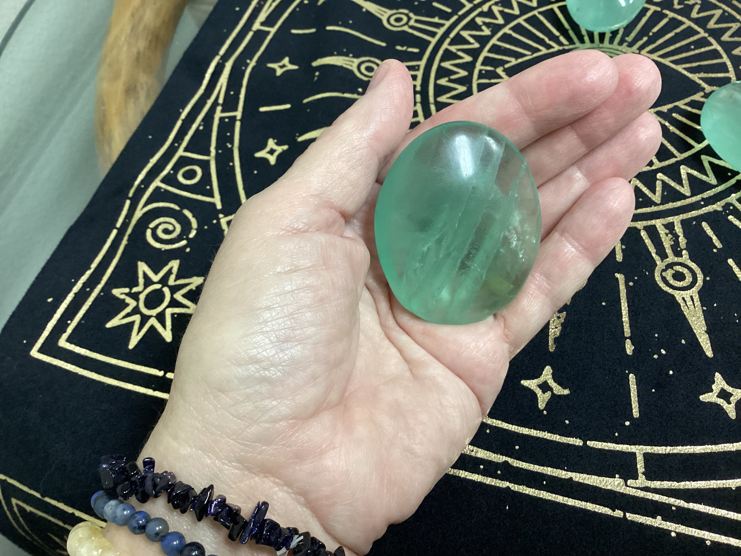 Green Fluorite Palm Stones - Small
