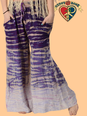 Electric Sky Ombre Tye Dye Viscose Flare Pants