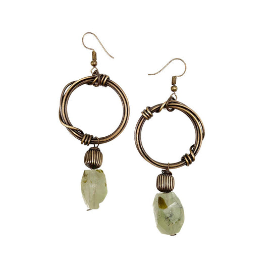 Banjara Antiqued Ring Earrings with Prehnite Stone