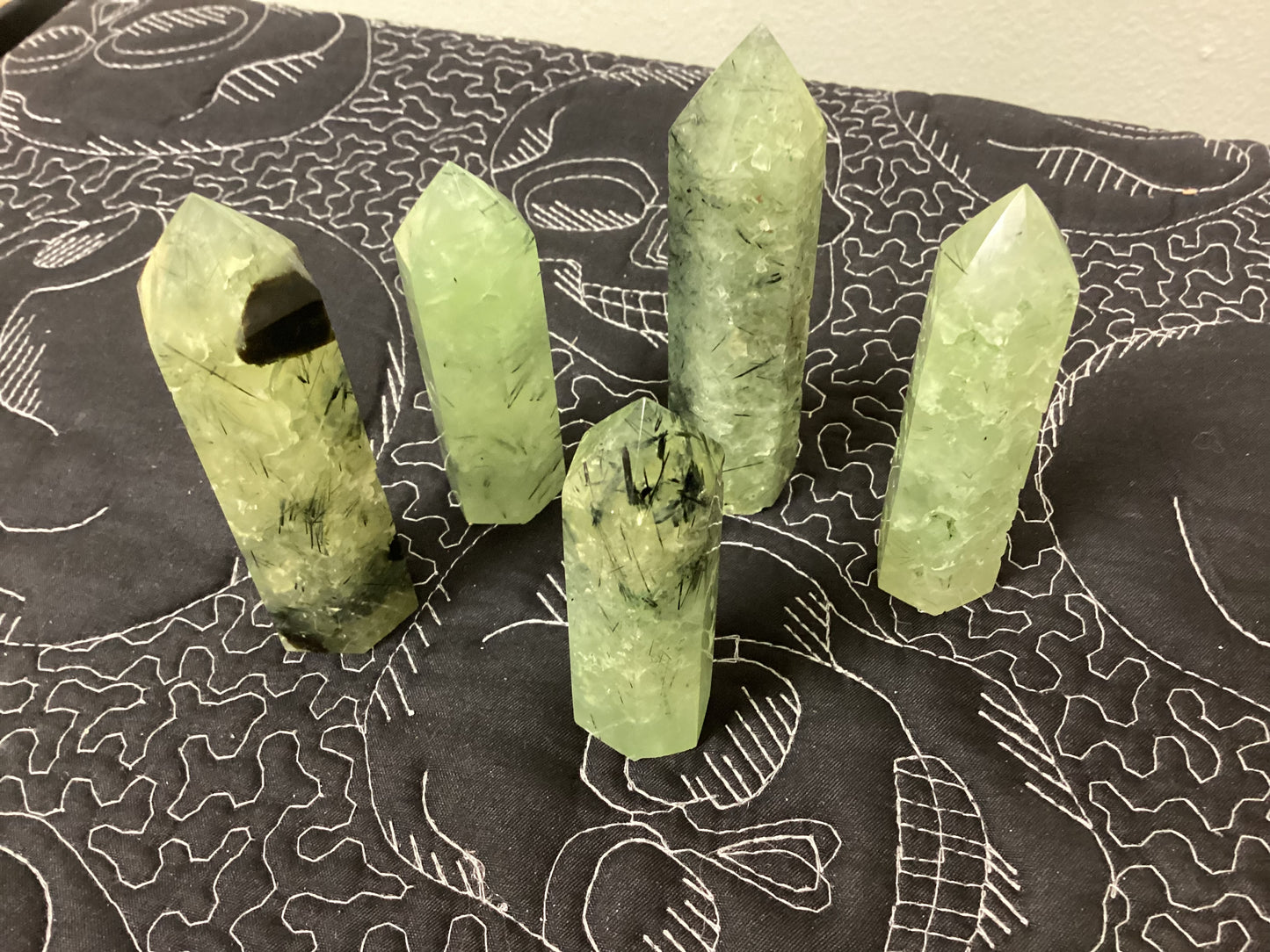 Prehnite Tower Obelisk Point Wand