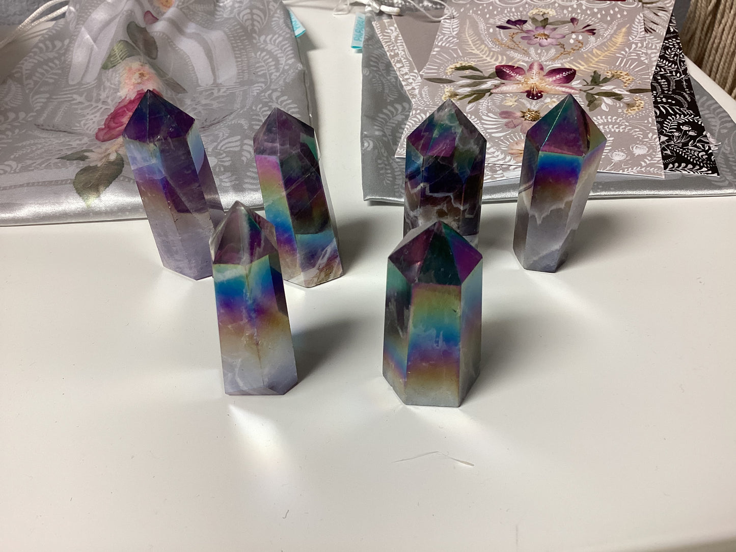 Angel Aura Chevron Amethyst Tower Obelisk - Large