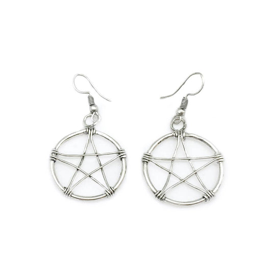 Banjara Wire Wrapped Star Silver Earrings