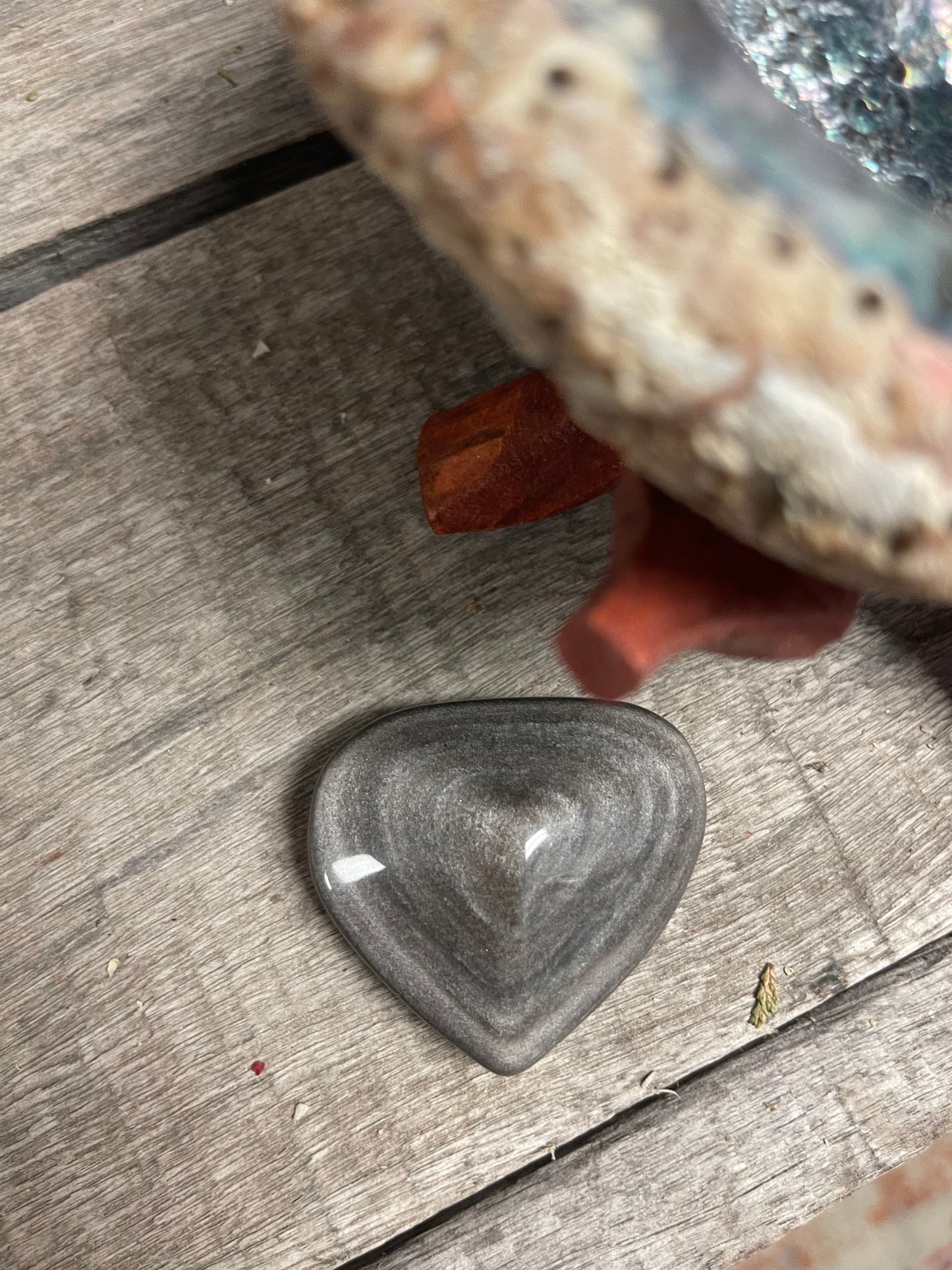 Silver Sheen Obsidian Heart