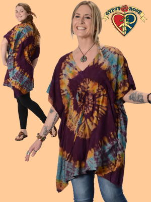Electric Forest Tie Dye Rayon Poncho Dress
