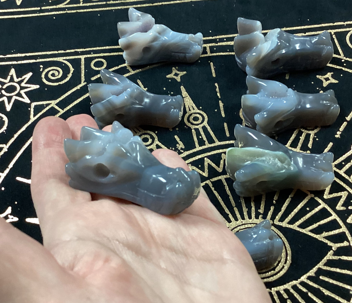 Natural Druzy Agate Dragon Head