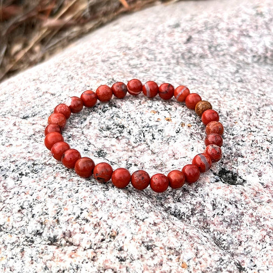 Elastic Bracelet  -  Red Jasper