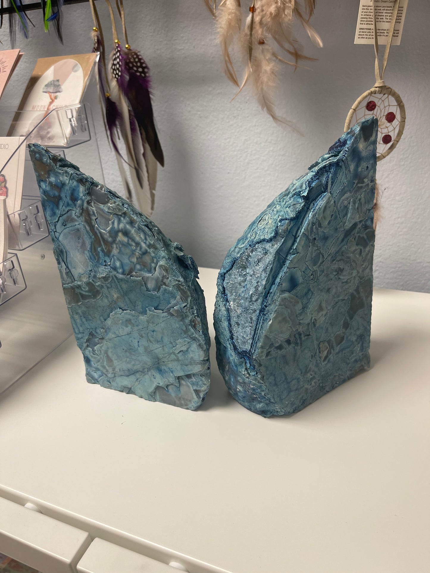 Agate Bookends - Teal Blue - Set of 2