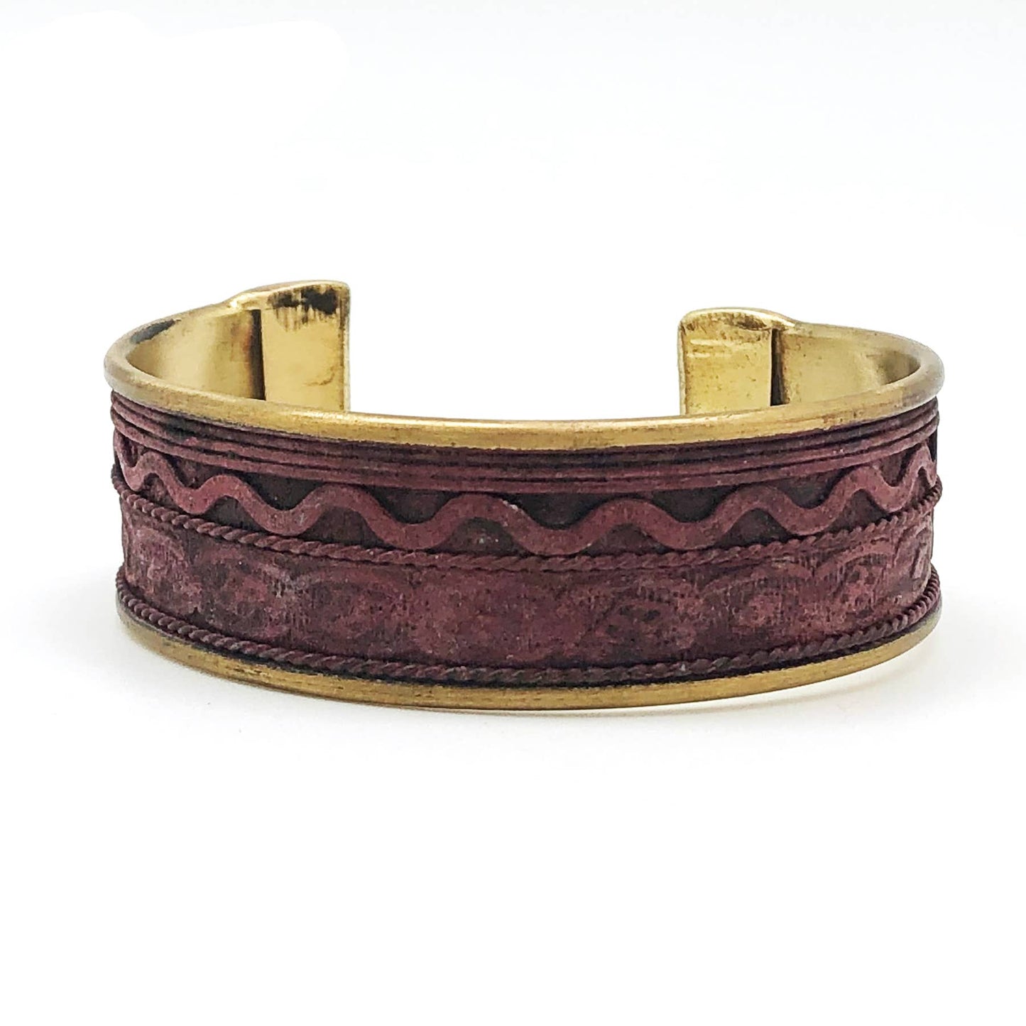 Brass Patina Bracelet - Burgundy