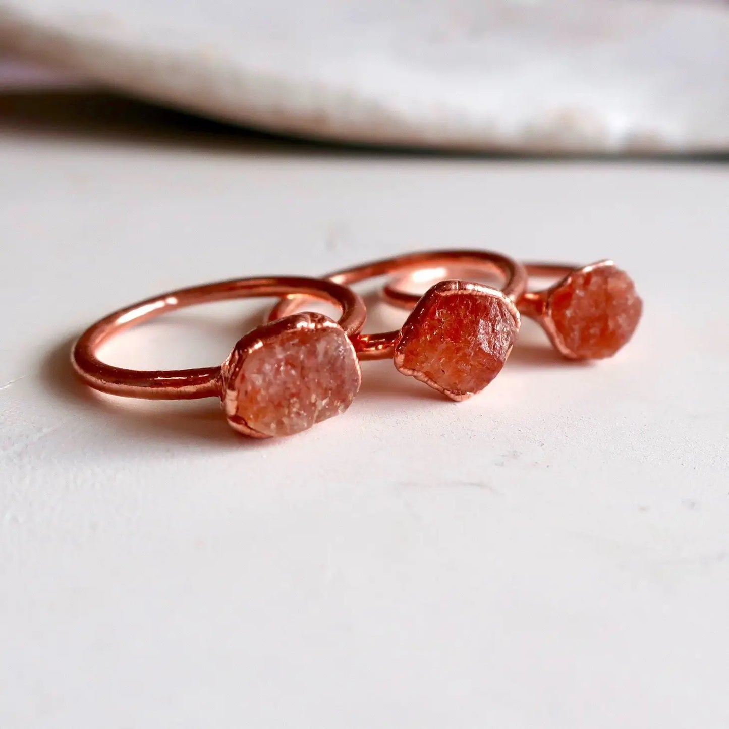 Raw Sunstone Copper Ring