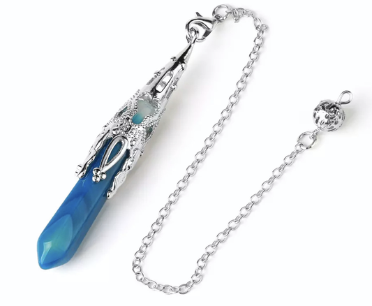 Blue Vein Agate Silver Pendulum ~ "Harmonizing Energies"