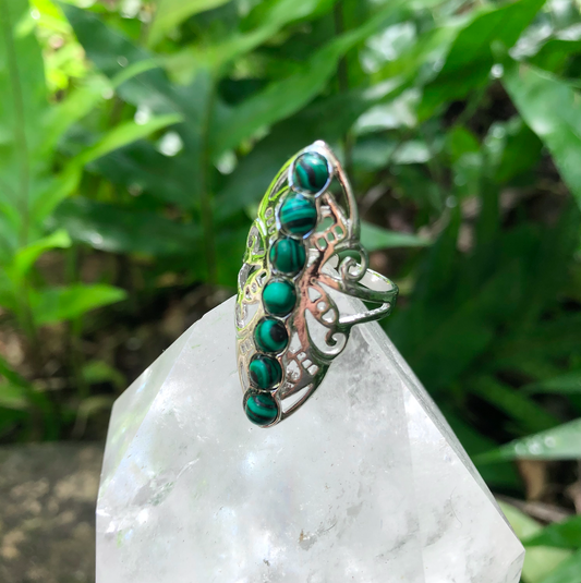 Malachite Bohemian Style Gemstone Ring