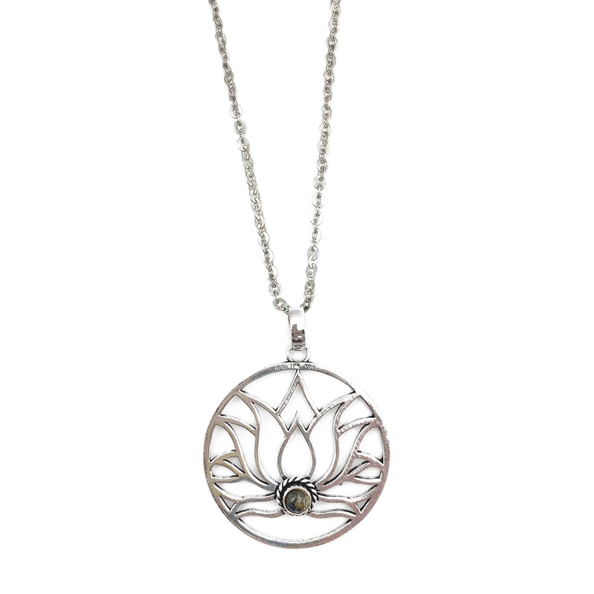 Silver Lotus with Labradorite Necklaces