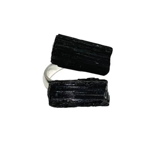 Black Tourmaline Adjustable Wrap Ring