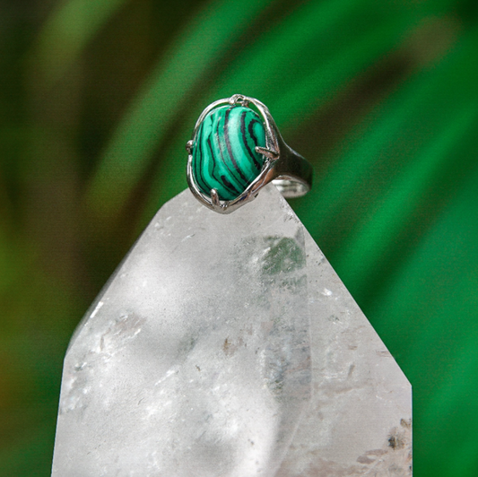 Malachite Gemstone Adjustable Ring