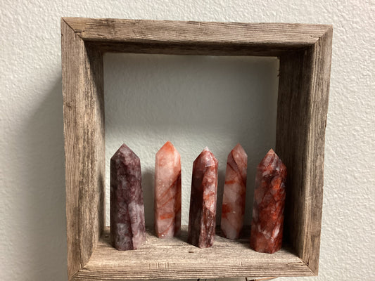 Hematoid Fire Quartz Obelisk Point Tower