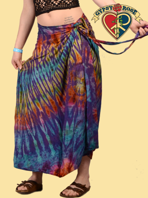 Midnight Hour Tie Dye Rayon Long Long Wrap Skirt