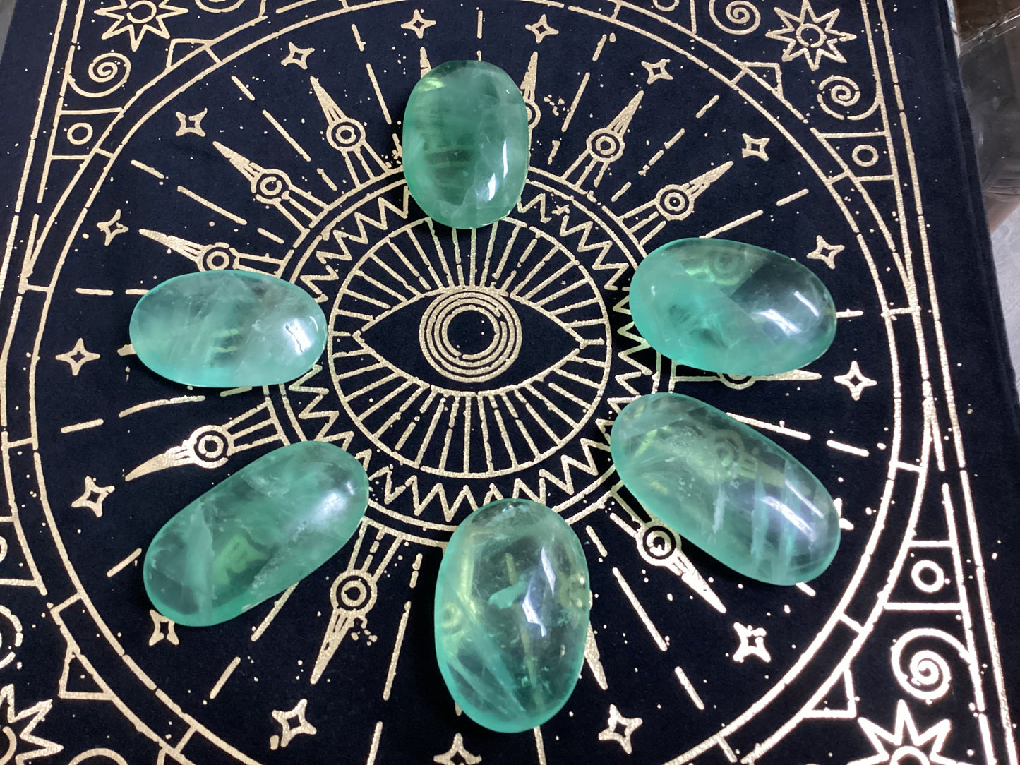 Green Fluorite Palm Stone - Medium