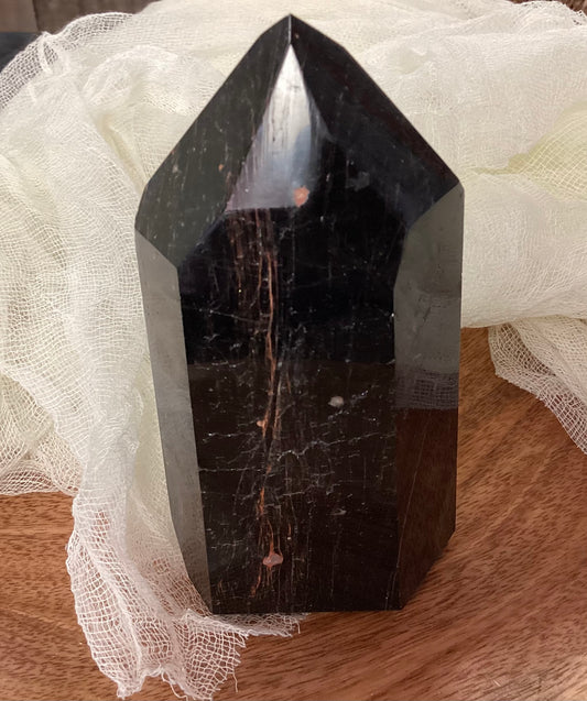 Black Tourmaline Faceted Point - Medium