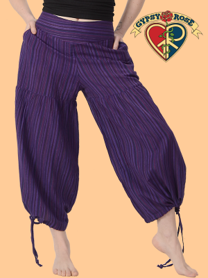 Wayward Wonderer Cotton Striped 2-Way Palazzo/Harem Pants