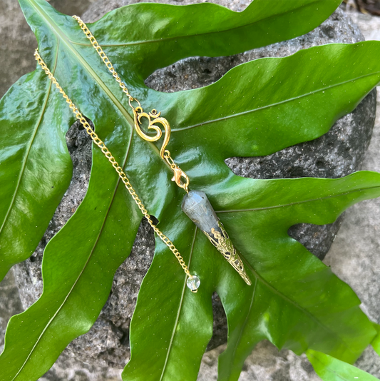 Labradorite Gold OM "Moon Energy" Pendulum | Divination Tool
