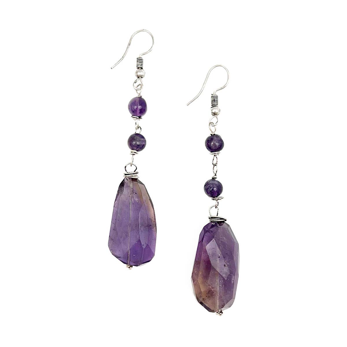 Banjara Semi-Precious Stone Earrings - Amethyst & Ametrine