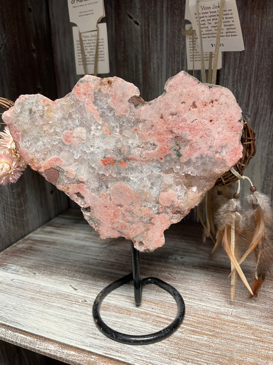 Pink Amethyst Slice on Stand - Medium