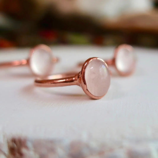 Rose Quartz Copper Ring