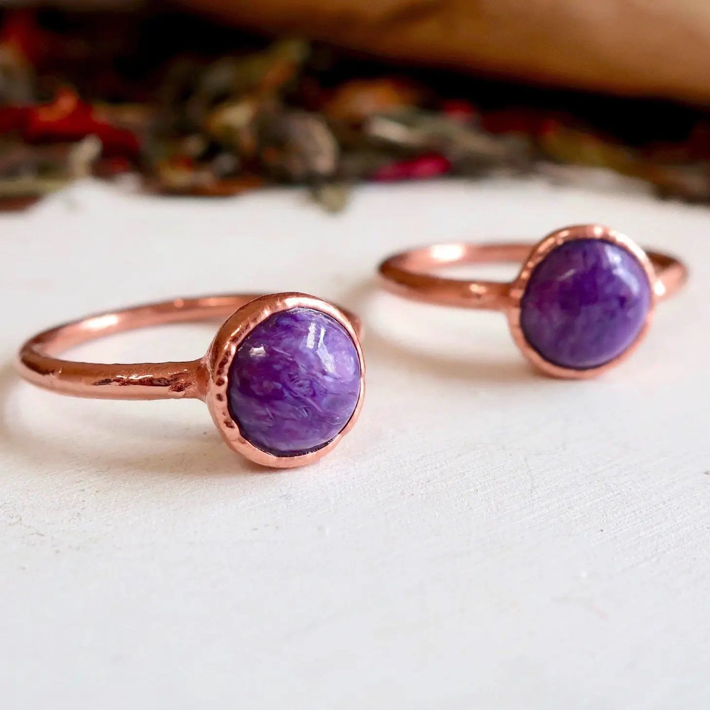 Charoite Copper Ring